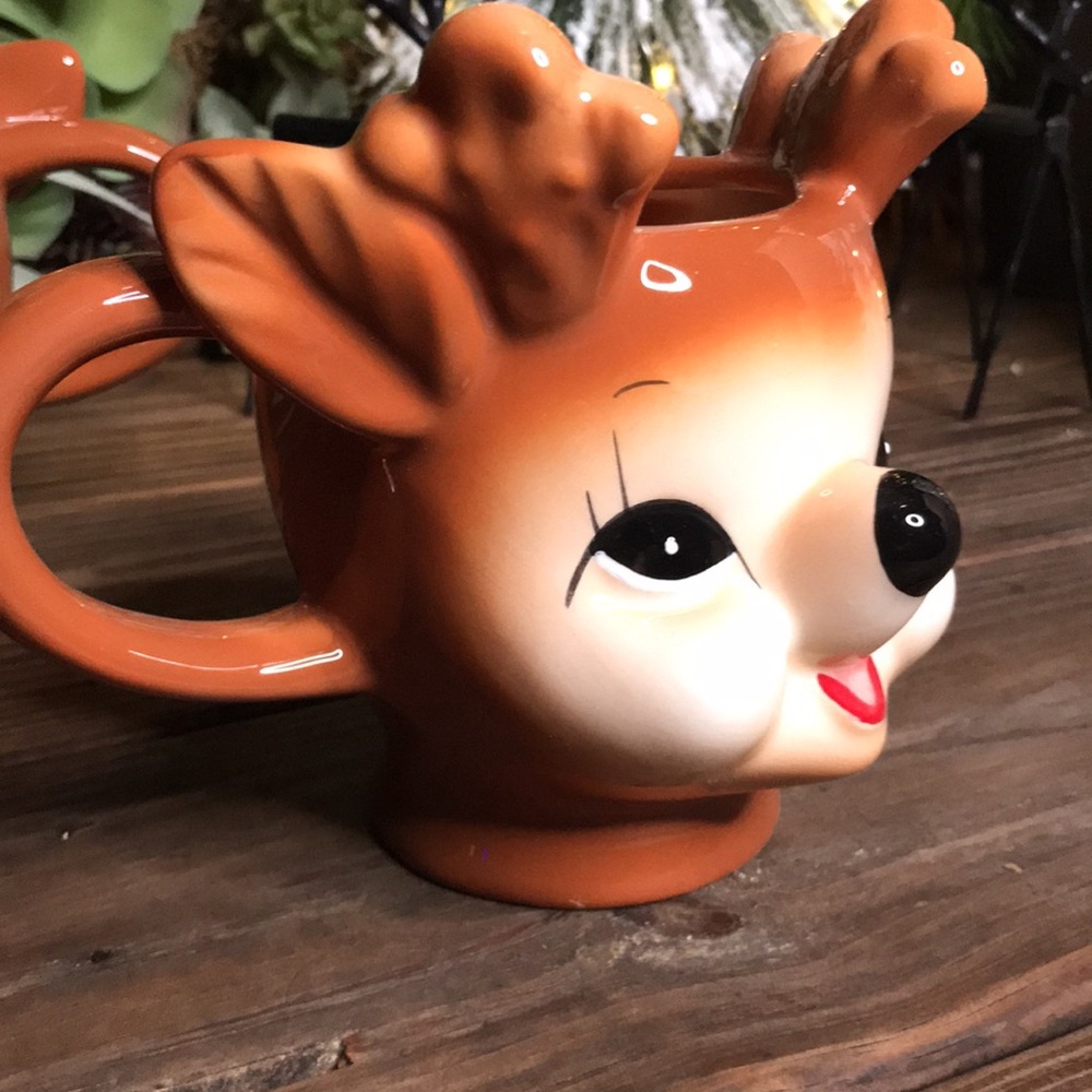 Pottery Barn Handcrafted Cute Cheeky Reindeer Holiday Mugs 12oz - Set of 4 - Picture 13 of 17